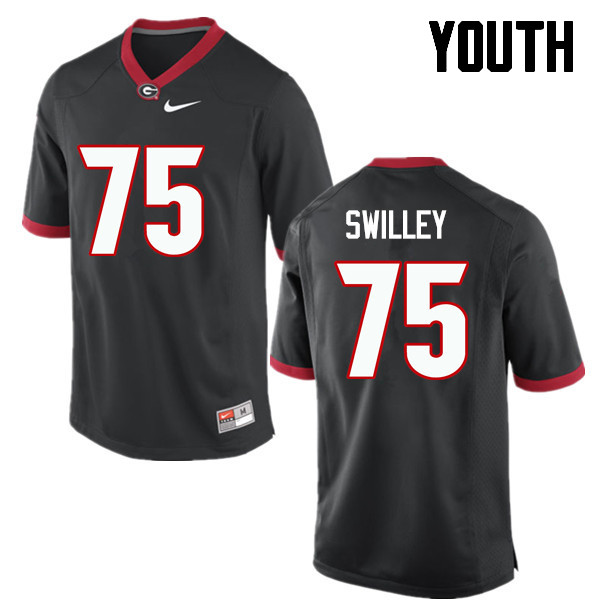 Georgia Bulldogs Youth Thomas Swilley #75 Black Stitched College UGA Football Jersey 23BL018FX